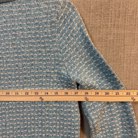 Talbots Petite Blue White Tweed Knit Front Zip Jacket Collard Cardigan Style NWT - Picture 9 of 12